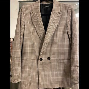Plaid double breasted blazer